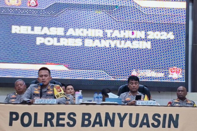 Gelar Press Release Akhir Tahun, Ini Capaian Polres Banyuasin Tahun 2024