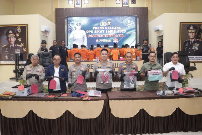Dalam Operasi Sikat Musi 1, Polres Banyuasin Berhasil Ungkap Puluhan Kasus Kriminal