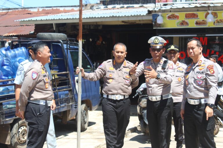 Kasat Lantas Polres Banyuasin Dampingi Dirlantas Polda Sumsel Survei Jalan Atas Pasar Betung